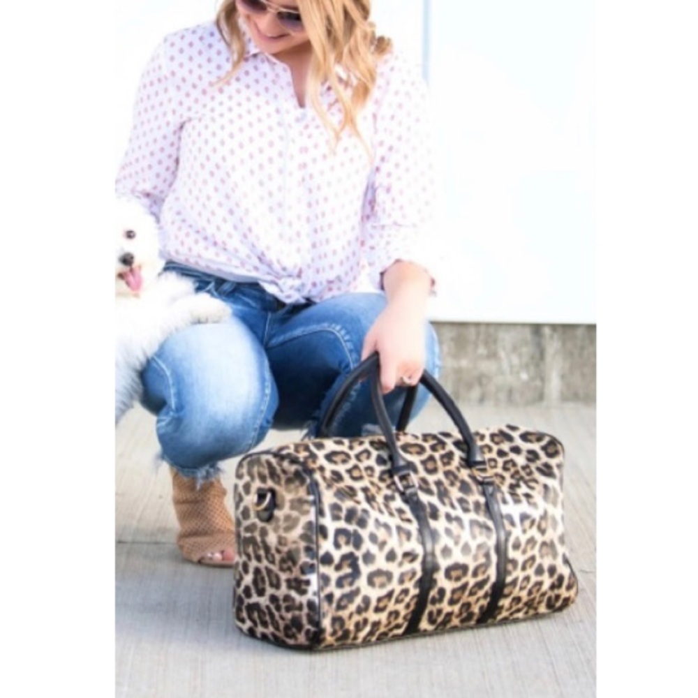 Leopard Print Boho Weekend Getaway Duffle Bag